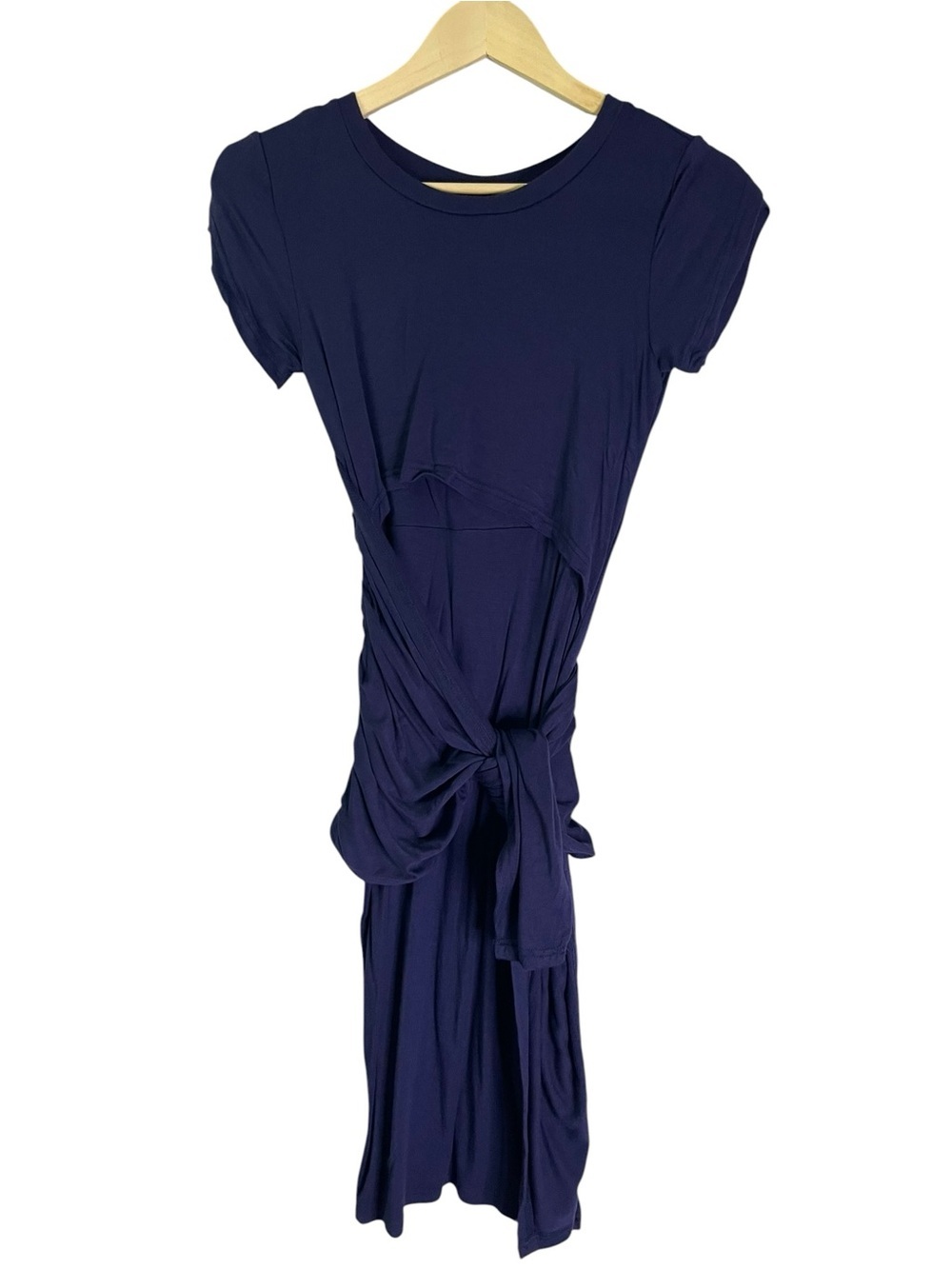 Latched Mama XS T Shirt Dress with Waist Tie Nursing Apparel Blue